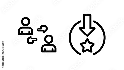 User interaction and rating icons: feedback, input, and star achievement concepts