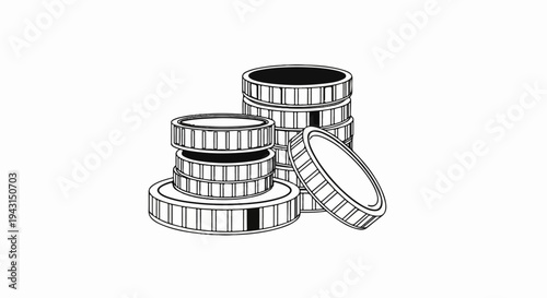 Illustration of stacked coins and one tilted coin