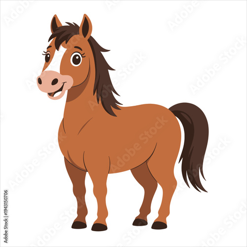 Cartoon brown horse vector illustration