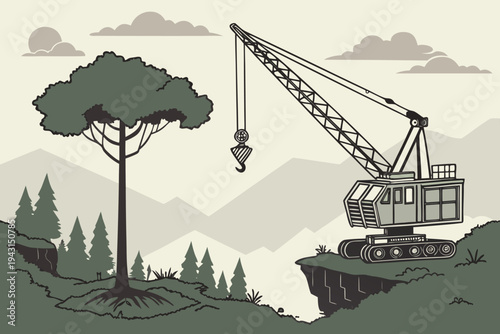 A heavy industrial cargo ship maneuvers through the blue sea toward the harbor port where high steel cranes and machinery stand ready at the construction site for loading equipment