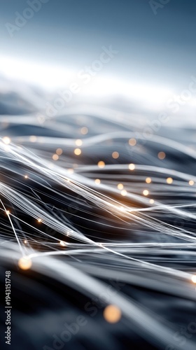 Glowing lines and dots that suggest a network connection against a dark backdrop to represent data transfer