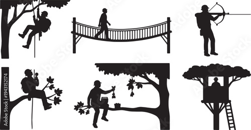 Jungle Canopy Researcher and Explorer Silhouettes Set of Six