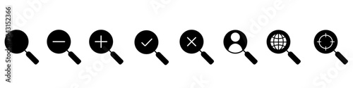 Search icon vector set. Magnifier Illustration sign collection. Find butto symbol. web navigation logo.