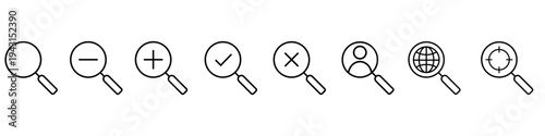 Search icon vector set. Magnifier Illustration sign collection. Find butto symbol. web navigation logo.