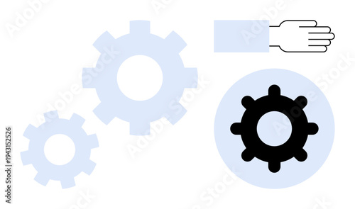 Collaboration concept. Collaboration with interlocked gears and a guiding hand teamwork. Collaboration enhances processes, integration, and cooperation. For business, manufacturing, teamwork