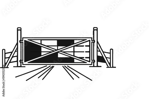 Stylized outline of a horse jumping obstacle with a dark fill