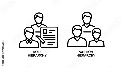 Icons depicting role hierarchy and position hierarchy in business structure