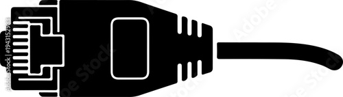 Single RJ45 ethernet cable silhouette vector illustration