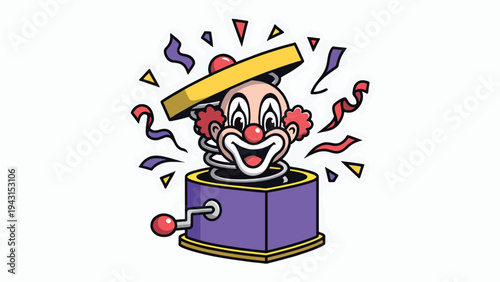 Jack in the box clown toy with confetti