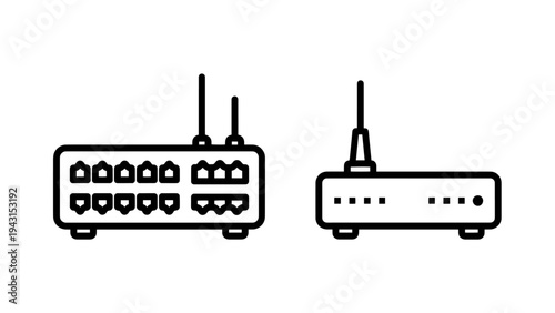 Network router and wifi modem icons for connectivity and internet access