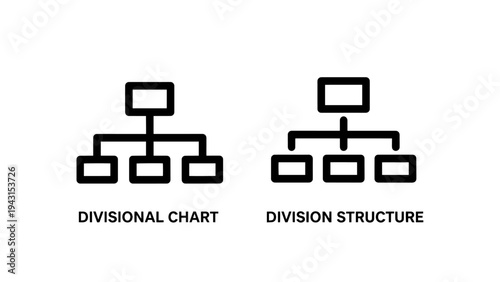 Divisionai chart and division structure icon set vector graphic