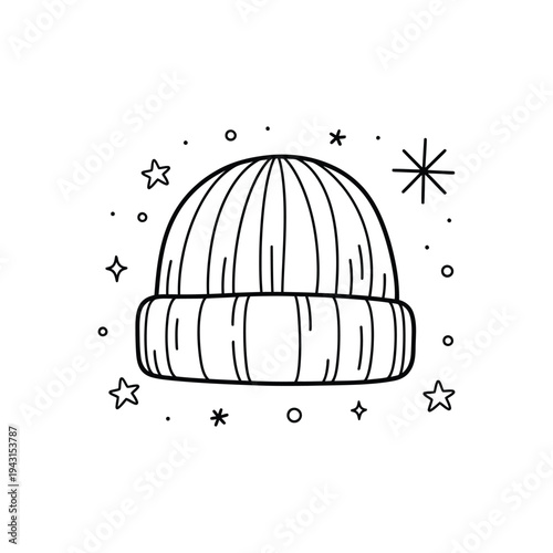 Cozy knitted beanie hat for cold weather wear.