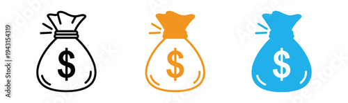 Colorful money bag icons