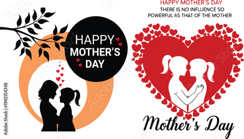 Mother's Day Silhouette Heart Illustrations