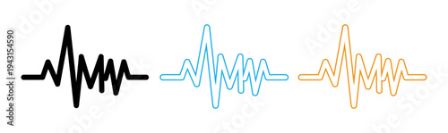 Sound wave patterns in black blue and orange