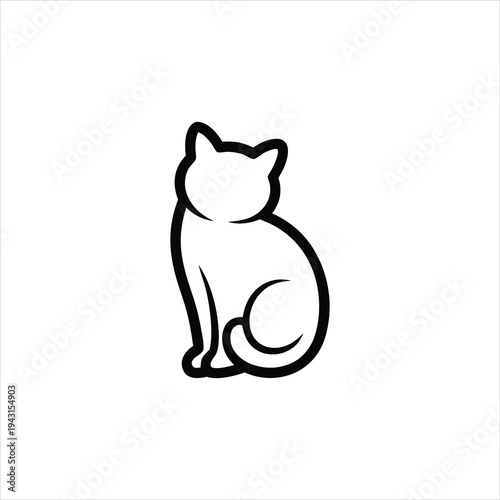 A simple black line drawing of a sitting cat