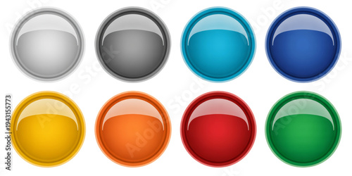 A colorful collection of twelve circular buttons in various shades and hues. Vector