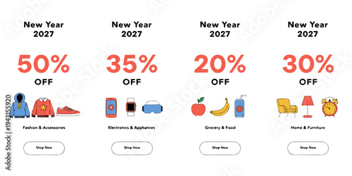 New Year 2027 Mega Sale – Multi‑Category Shopping Discounts Featuring 50%, 35%, 20% & 30% OFF