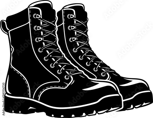 Combat boot silhouette vector illustration