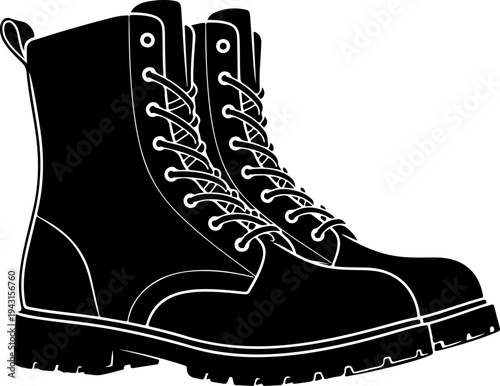 Combat boot silhouette vector illustration