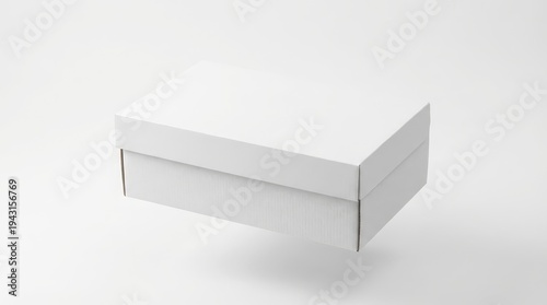 White minimalist shoe box mockup on plain background