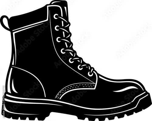 Combat boot silhouette vector illustration