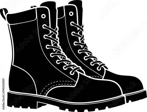 Combat boot silhouette vector illustration