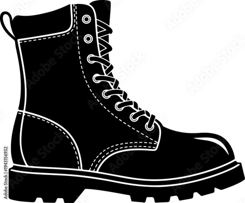 Combat boot silhouette vector illustration