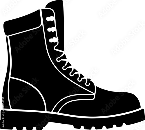 Combat boot silhouette vector illustration