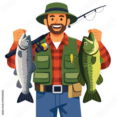 Fisherman proudly displaying his catch of the day