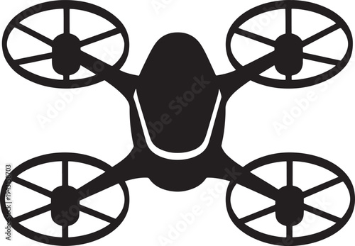 Drone icon with four propellers and body