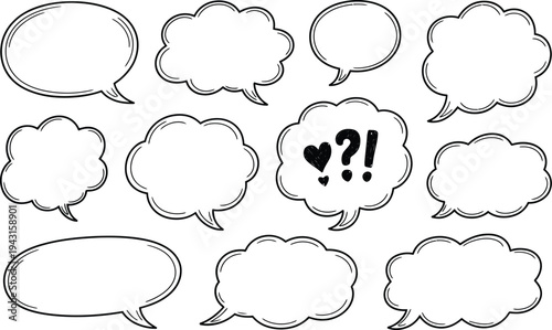 A set of various comic speech bubbles and thought clouds