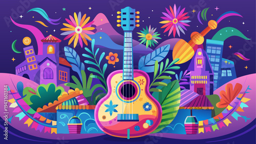 Vibrant hand with glowing neon nail art and cosmic designs