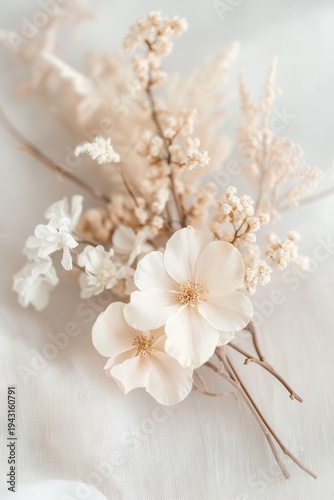 Soft petals glow against a linen backdrop
