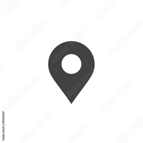 Black Map Pin Icon Symbol.