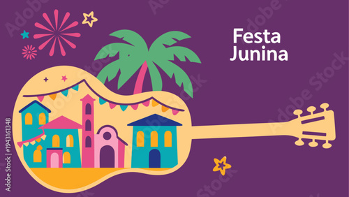 Colorful toucan animal illustration with tropical elements