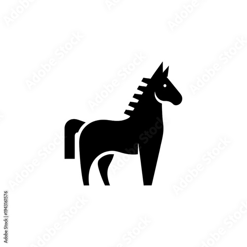 Black Silhouette of a Horse Standing.