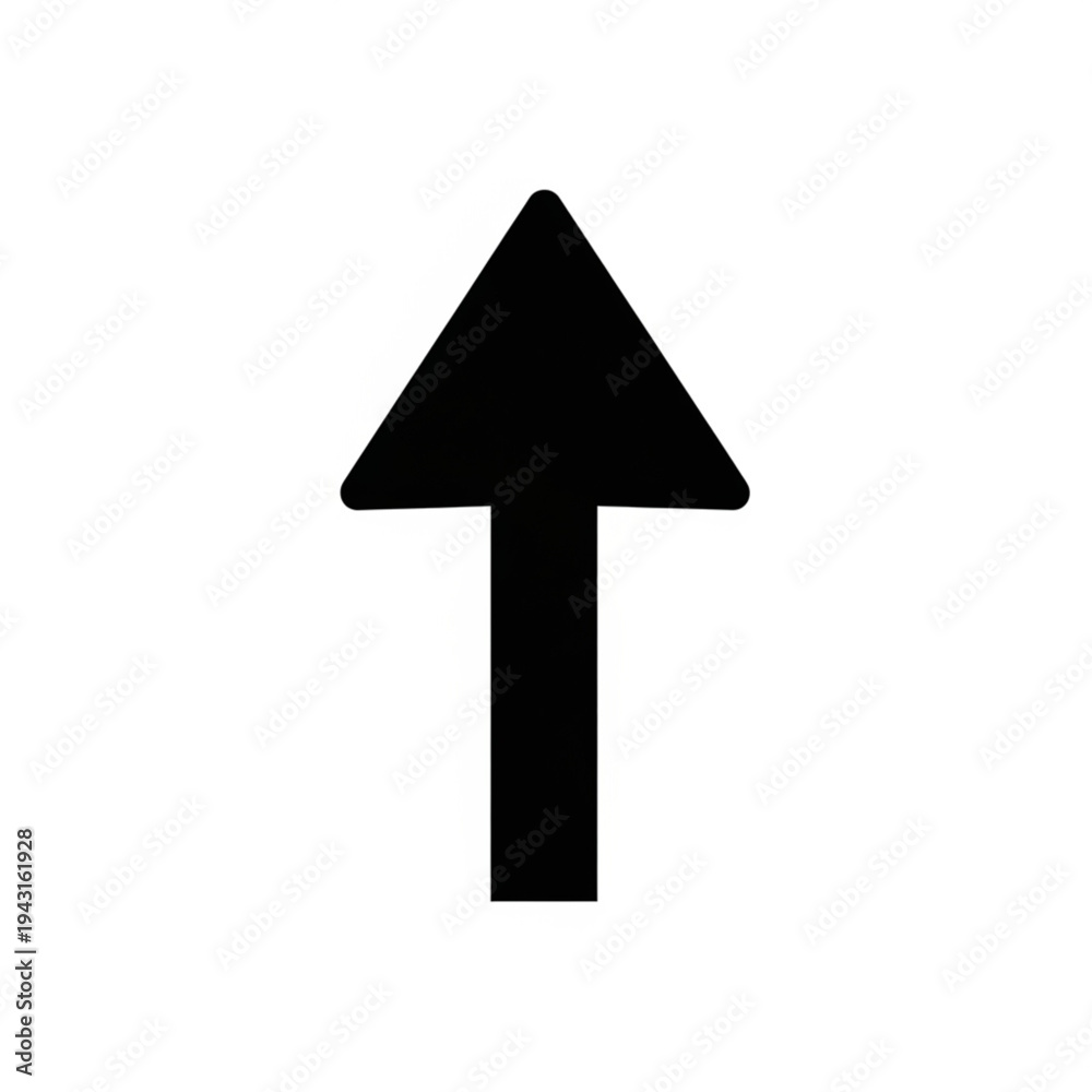 Fototapeta premium Black Arrow Pointing Upwards Silhouette Icon.