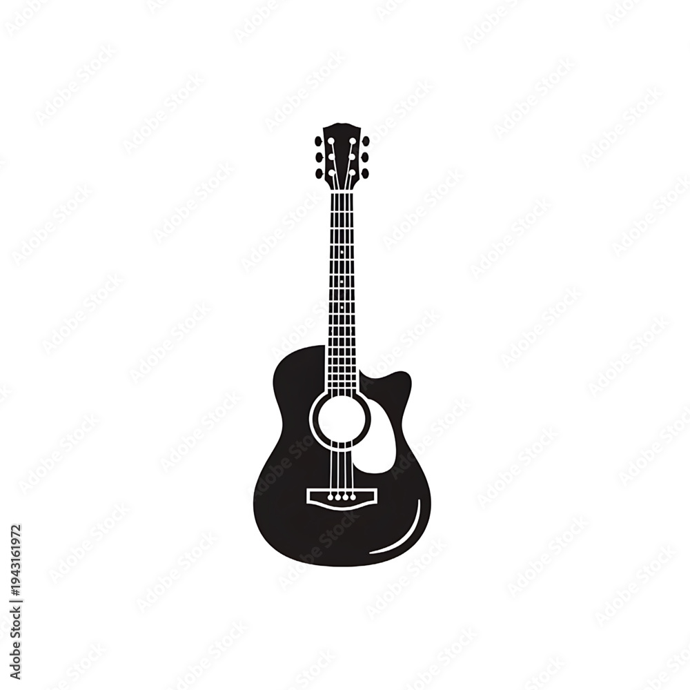 Obraz premium Black Acoustic Guitar Illustration on White.
