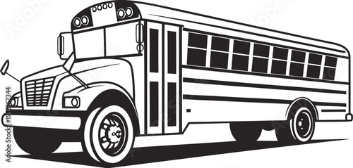  This monochrome image captures a classic yellow school bus in a side profile view, an icon of education and childhood.