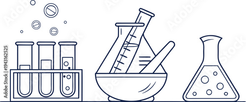 A meticulously crafted illustration of scientific tools and substances, symbolizing innovation, precision, and discovery in the world of science. 
