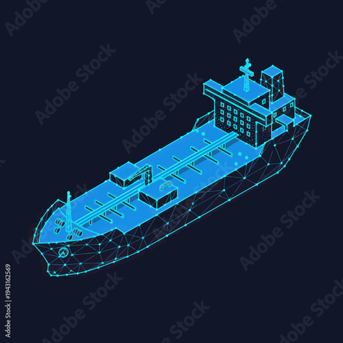Digital Illustration of Cargo Ship Vessel.