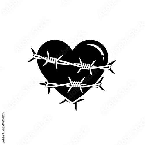 Barbed Wire Heart Tattoo Design.