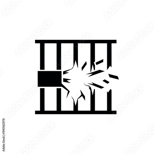 Breaking Prison Bars Symbolizing Freedom and Escape.
