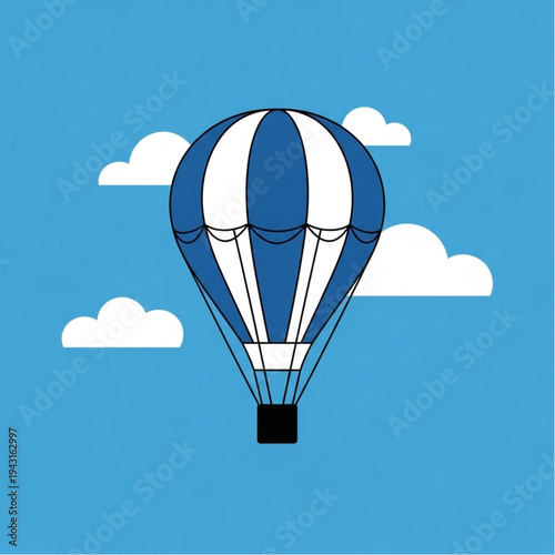 Blue and White Hot Air Balloon.