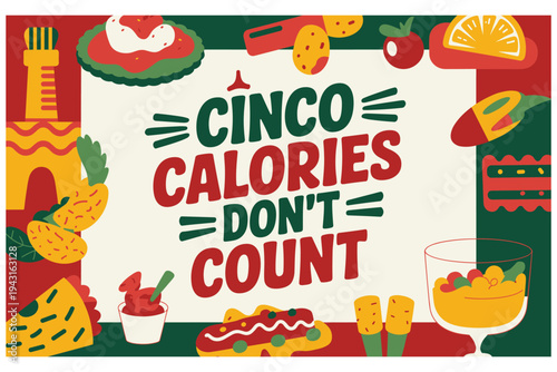 Cinco De Mayo Celebration Food and Drinks with Festive Text