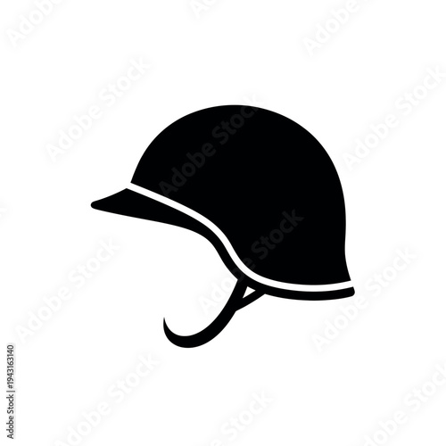 Equestrian Helmet Silhouette Icon.