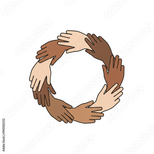 Diverse Hands Forming a Circle Together.