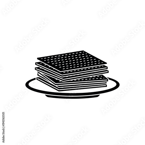 Stack of matzah unleavened bread on a plate.