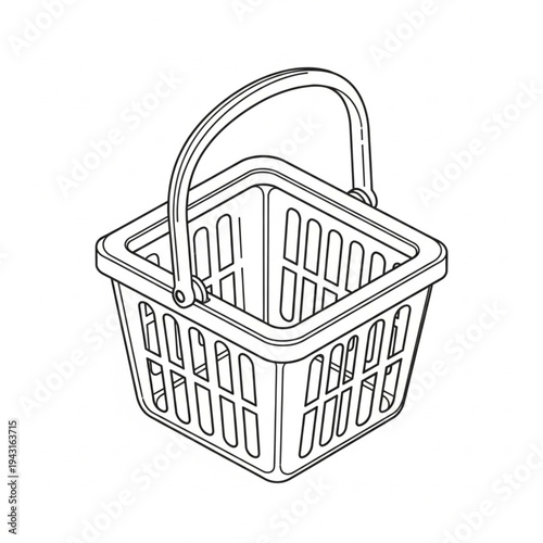 Empty Shopping Basket with Handle Illustration.